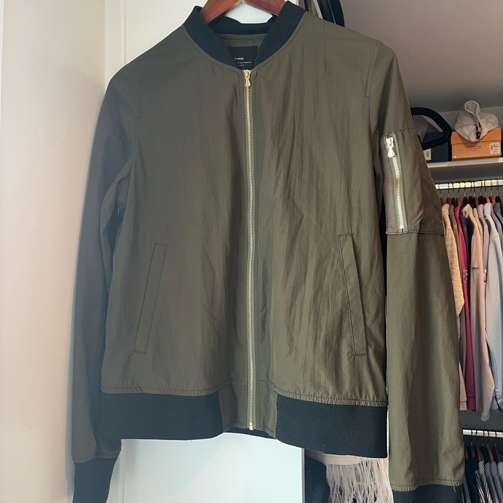 Zara Olive Bomber Jacket
